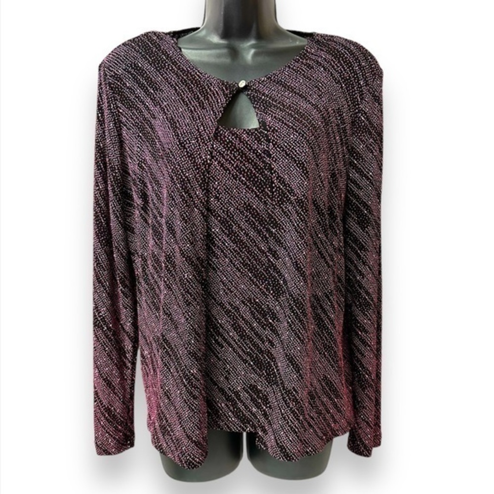 Onyx Nite By Wendy Chaitin 2 Pc Set‎ Tank Jacket Pink Black Top Blouse (1457)